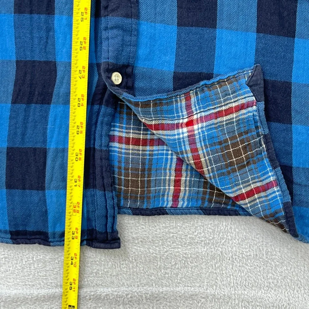 Polo Ralph‎ Lauren Double Faced Shirt XXL Checked Plaid Reversible Interior Blue